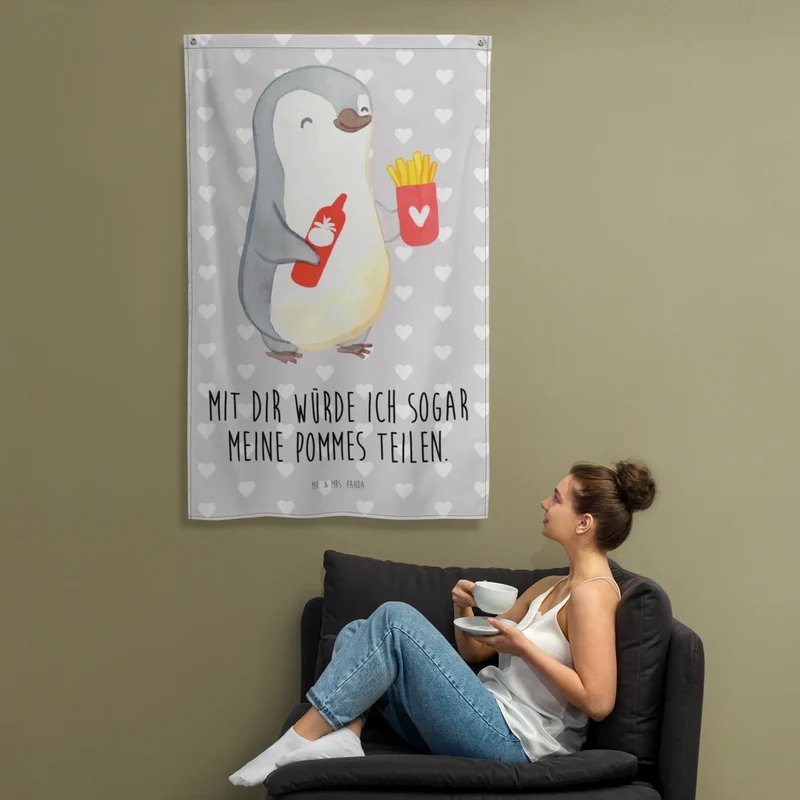 Wandteppich Pinguin Pommes
