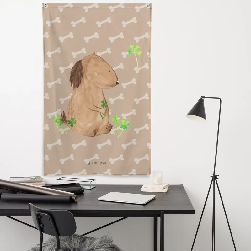 Wandteppich Hund Kleeblatt