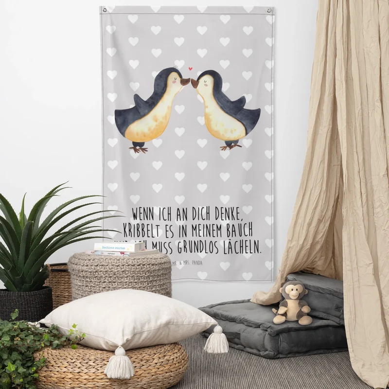 Wandteppich Pinguine Kuss