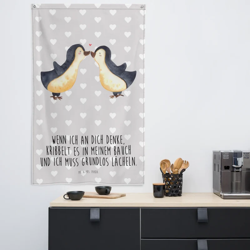 Wandteppich Pinguine Kuss