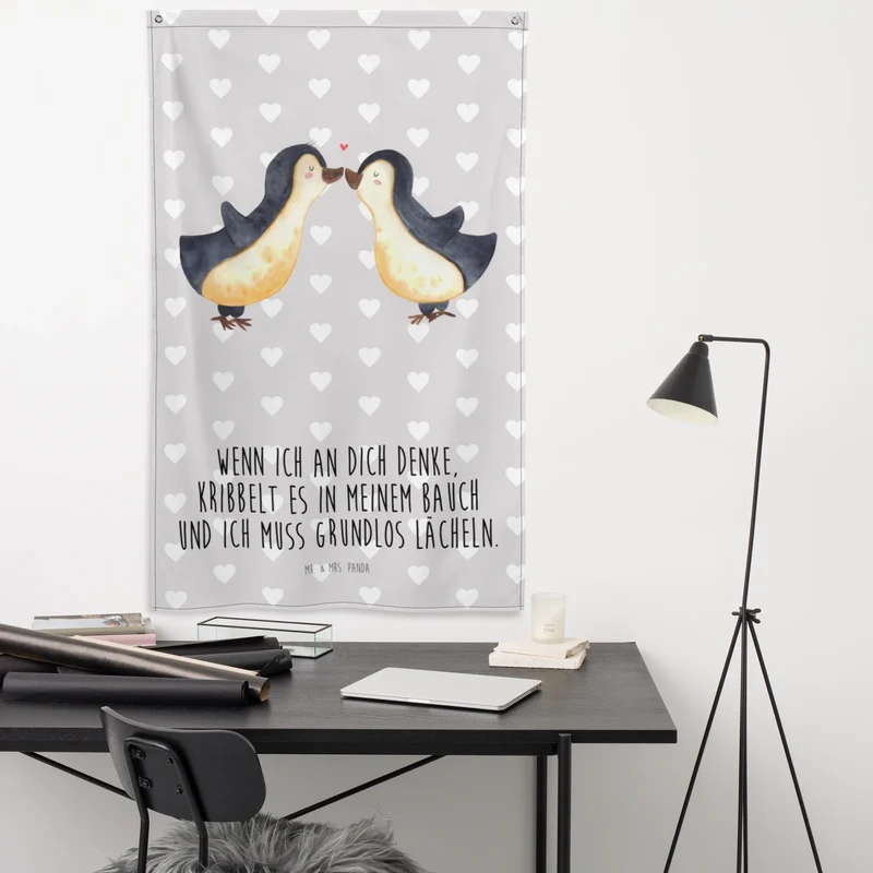 Wandteppich Pinguine Kuss