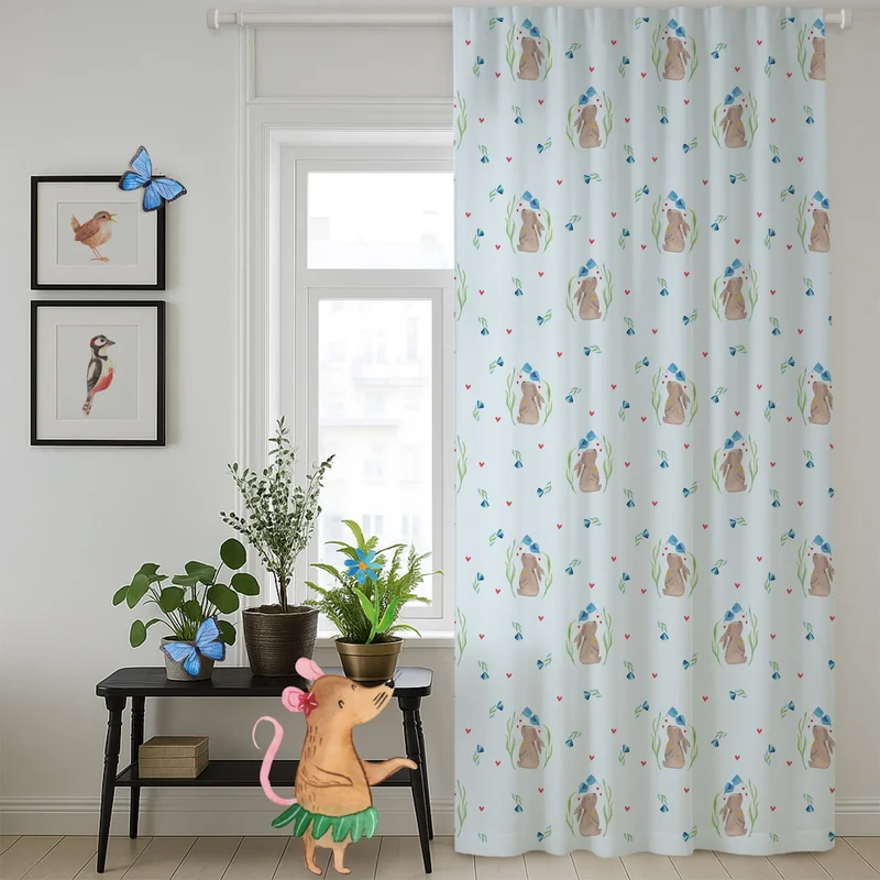 Vorhang Hase Blume Muster