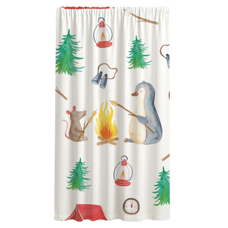 Vorhang Pinguin Lagerfeuer Muster