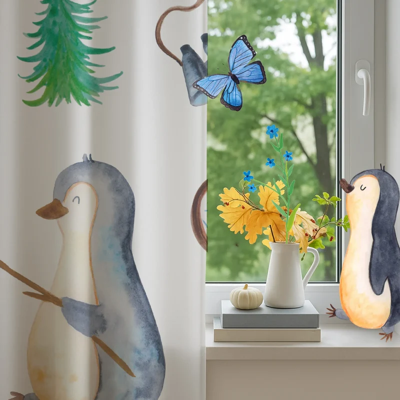 Vorhang Pinguin Lagerfeuer Muster