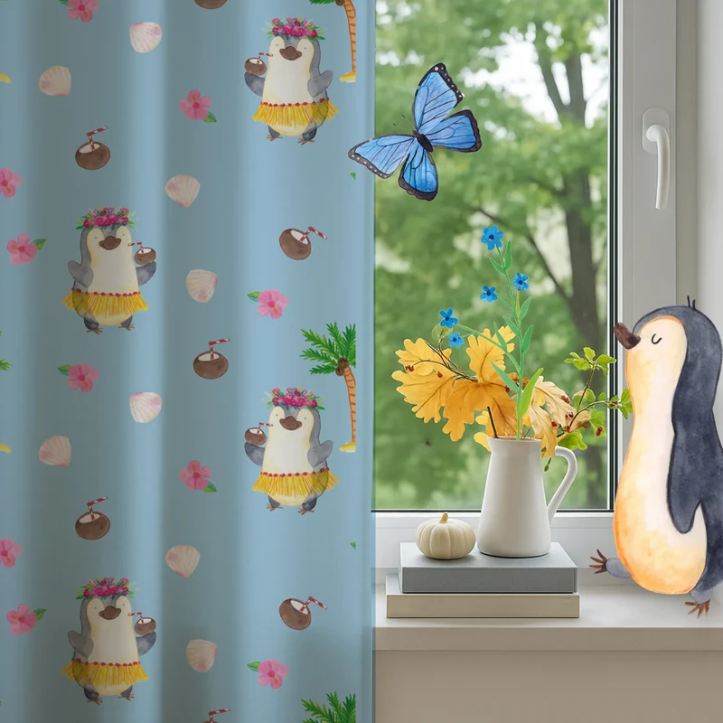 Vorhang Pinguin Kokosnuss Muster