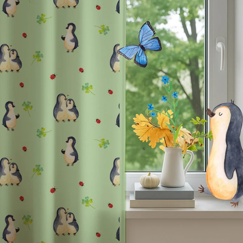 Vorhang Pinguin Marienkäfer Muster