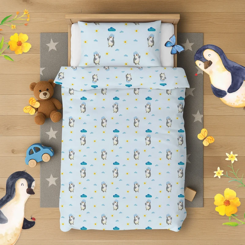 Kinderbettwäsche Pinguin Duschen Muster