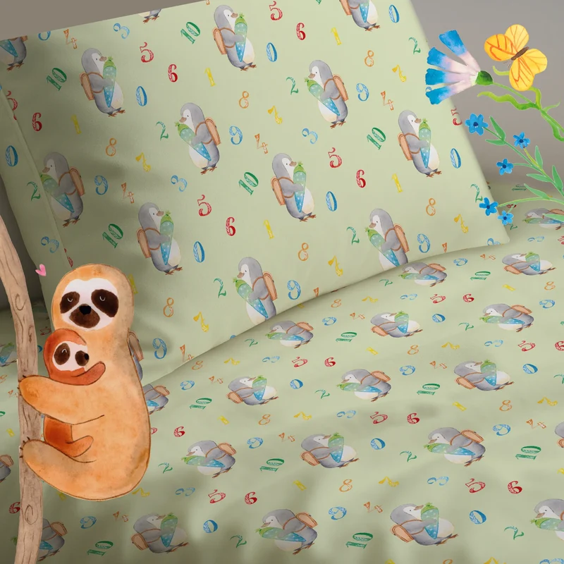 Kinderbettwäsche Pinguin Schultüte Muster