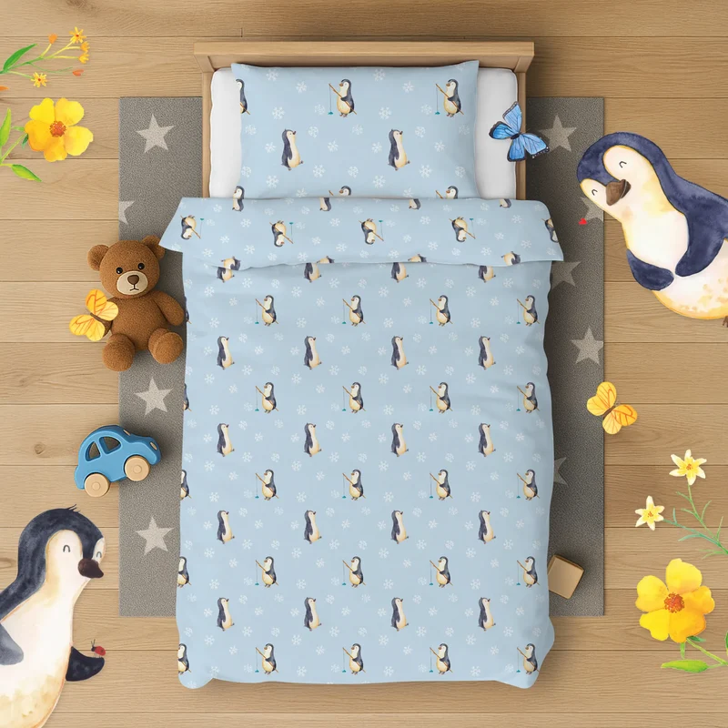 Kinderbettwäsche Pinguin marschieren Muster