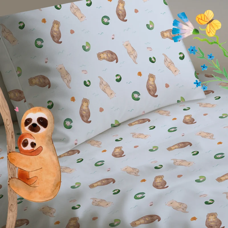 Kinderbettwäsche Otter Muschel Muster