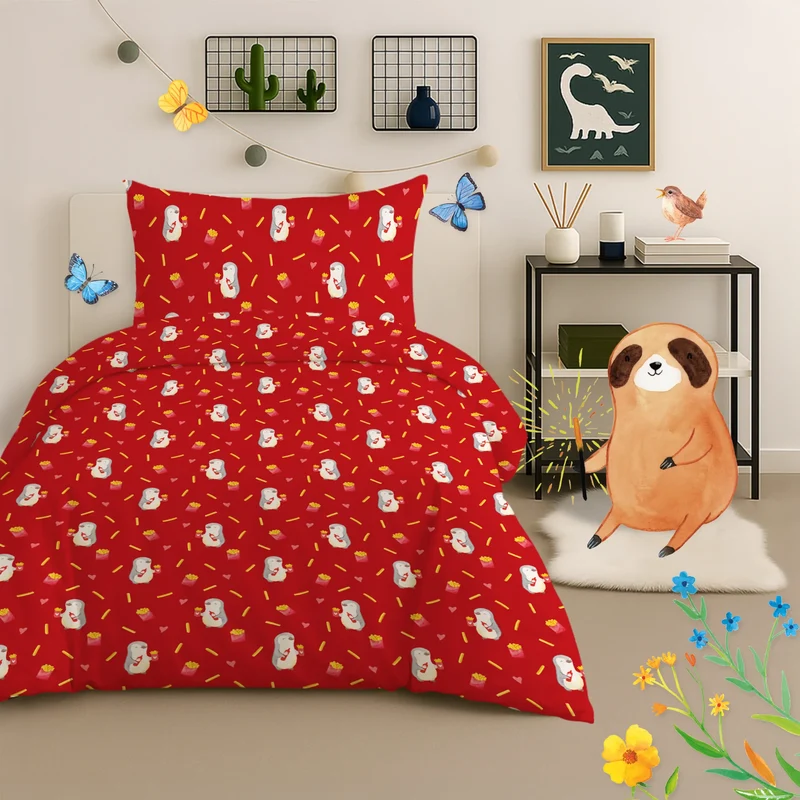 Kinderbettwäsche Pinguin Pommes Muster