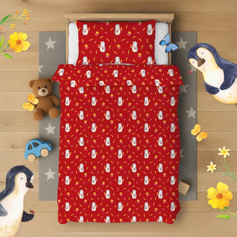Kinderbettwäsche Pinguin Pommes Muster
