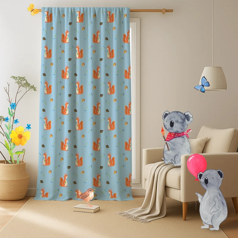 Vorhang Eichhörnchen Blume Muster
