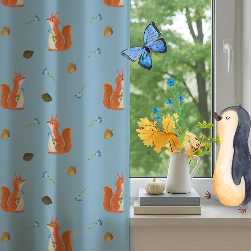 Vorhang Eichhörnchen Blume Muster