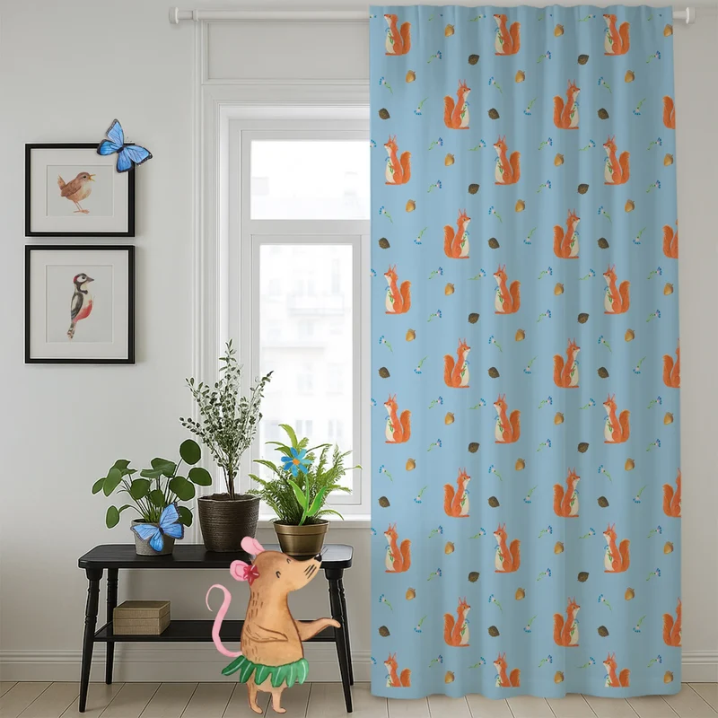 Vorhang Eichhörnchen Blume Muster