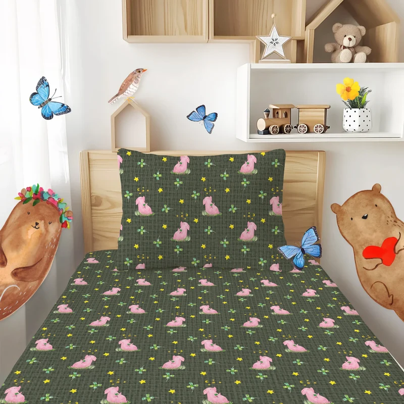 Kinderbettwäsche Schwein Glück Muster