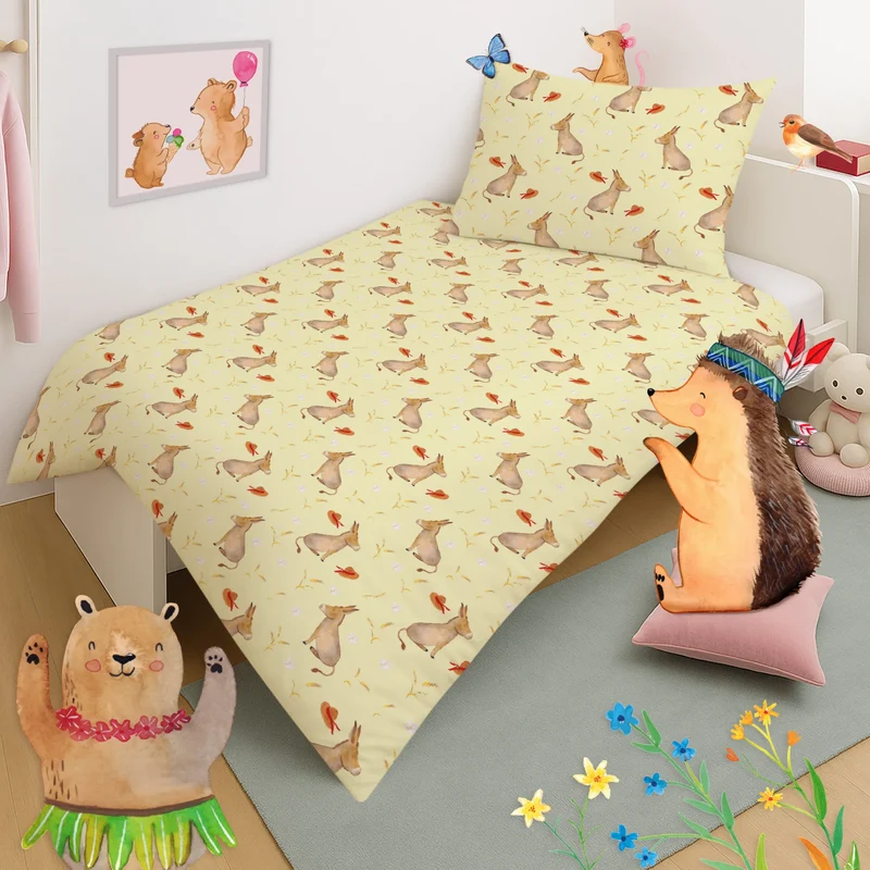 Kinderbettwäsche Esel Muster