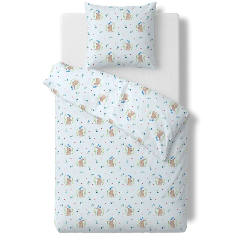 Bettwäsche Hase Blume Muster