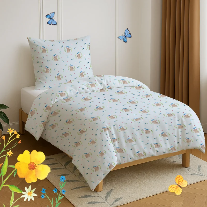 Bettwäsche Hase Blume Muster