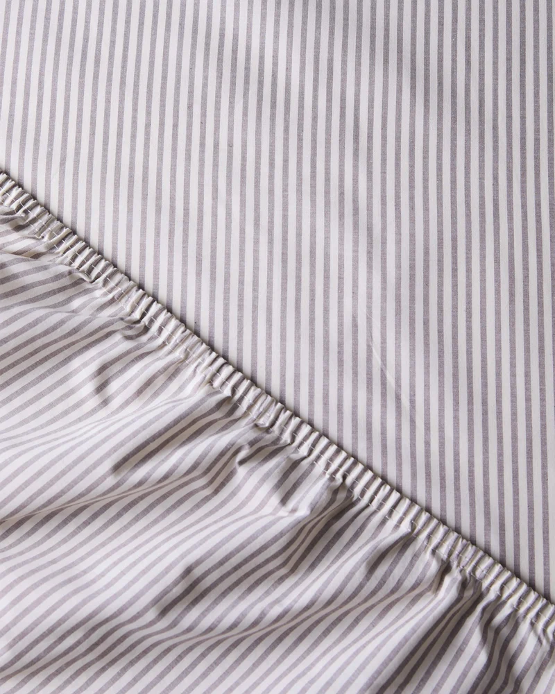 Fitted Sheet Cotton Stripe Brown Ecru