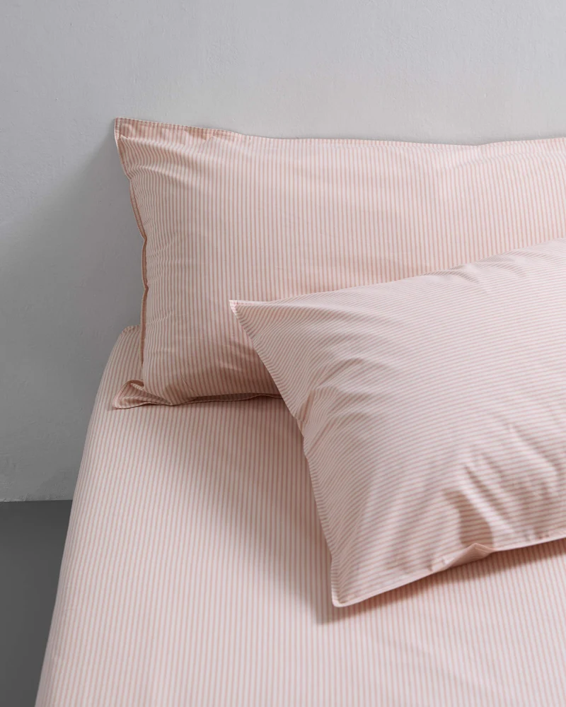 bedMATE Pillowcase Cotton Stripe Peach Ecru