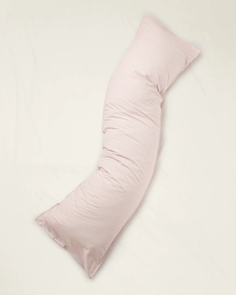 bedMATE Pillowcase Cotton Stripe Peach Ecru
