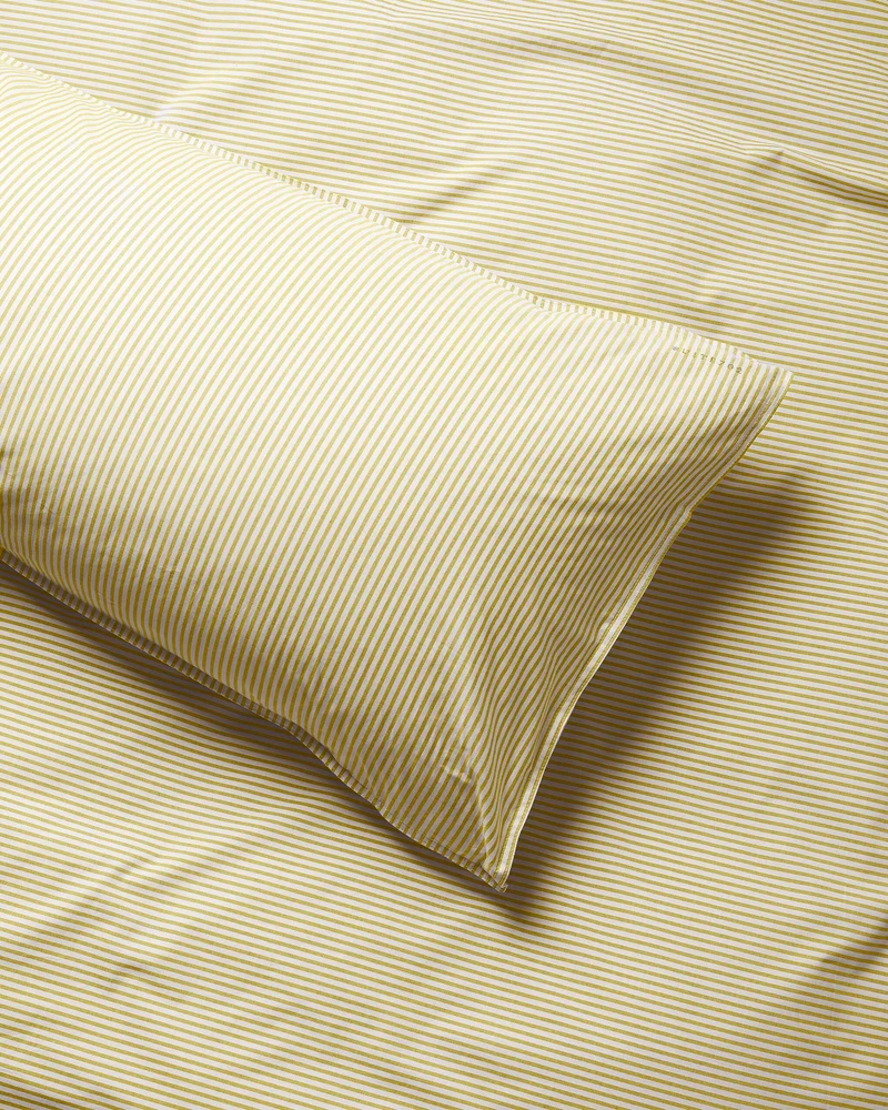 bedMATE Pillowcase Cotton Stripe Lemon Ecru