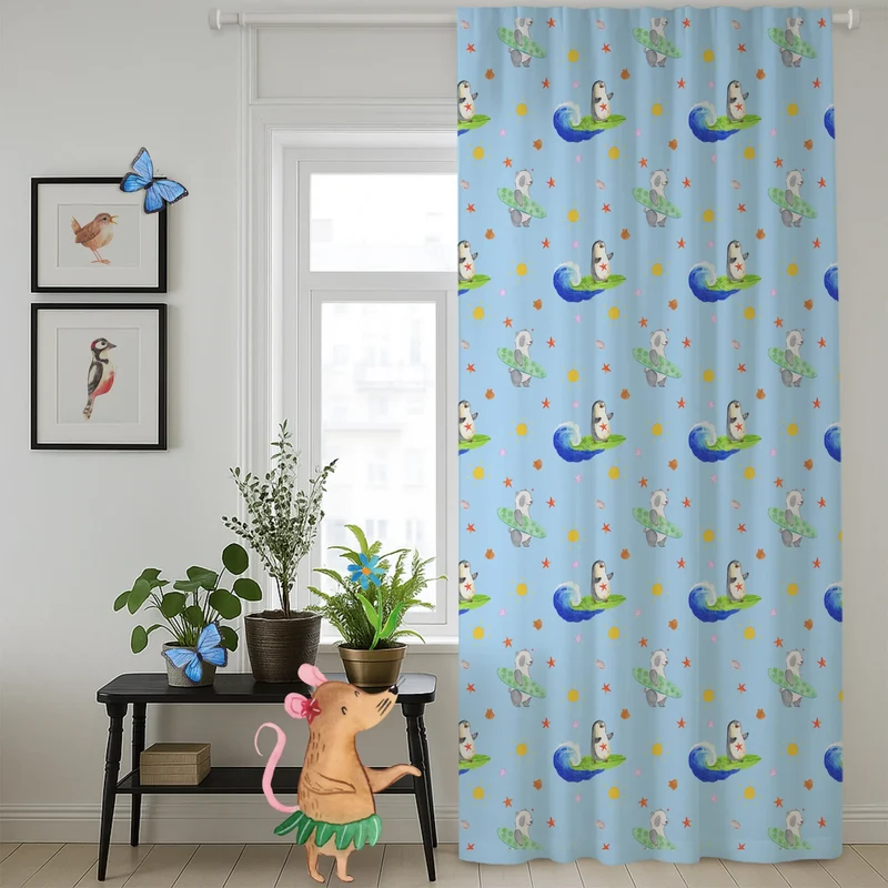 Vorhang Pinguin Surfer Muster