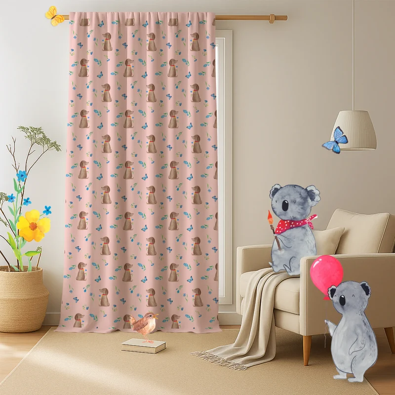 Vorhang Hund Blume Muster