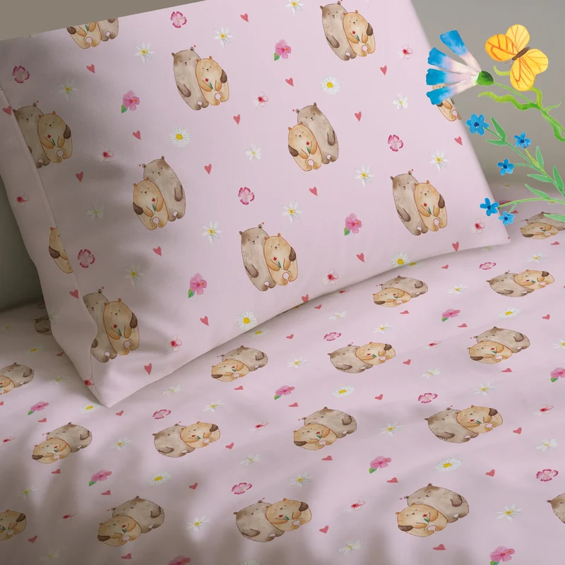 Kinderbettwäsche Bären Liebe Muster