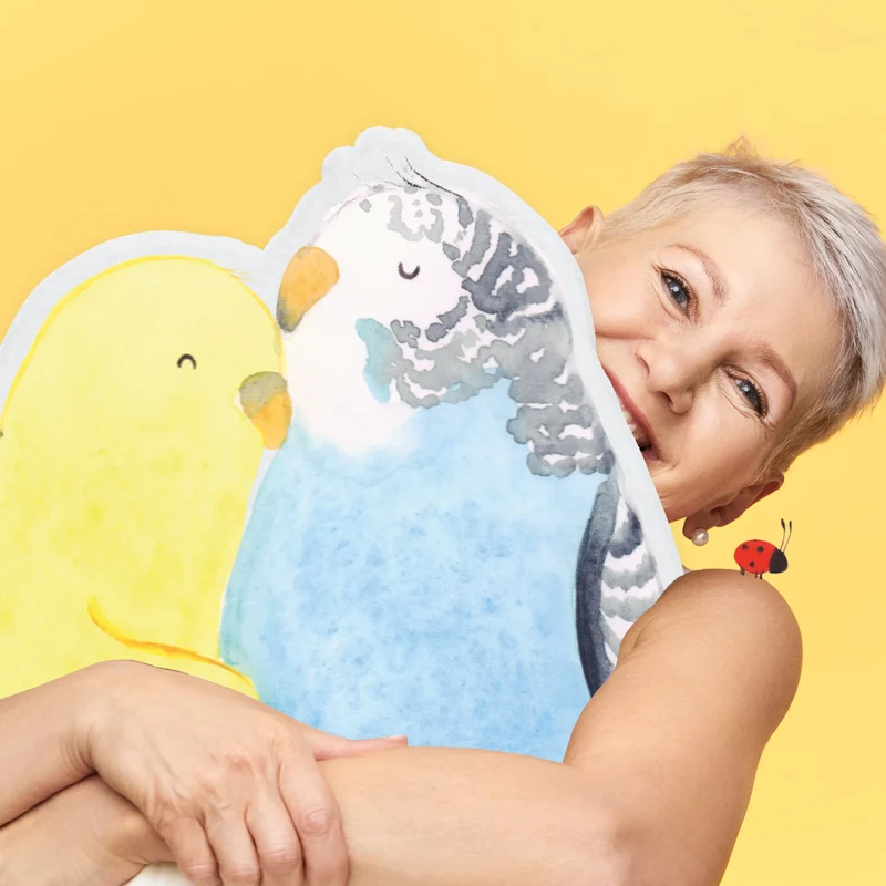 Personalisiertes Kissen Kuscheltier Wellensittich Liebe