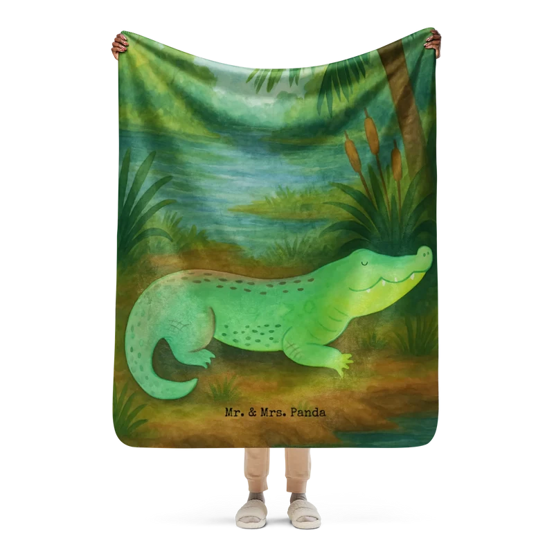 Sherpa Kuscheldecke Krokodil Design
