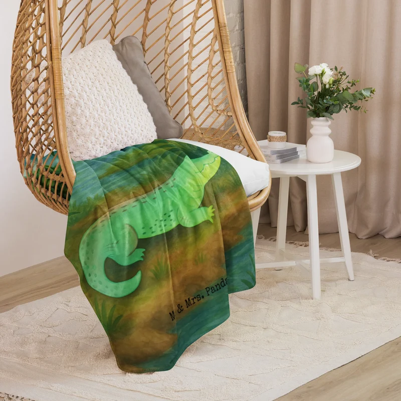 Sherpa Kuscheldecke Krokodil Design