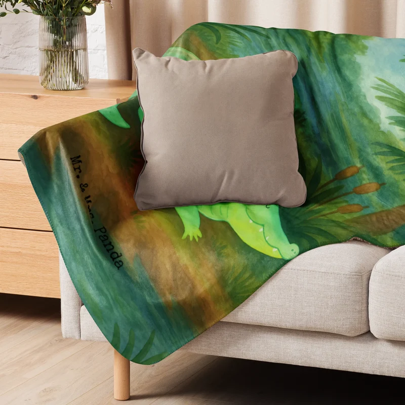 Sherpa Kuscheldecke Krokodil Design