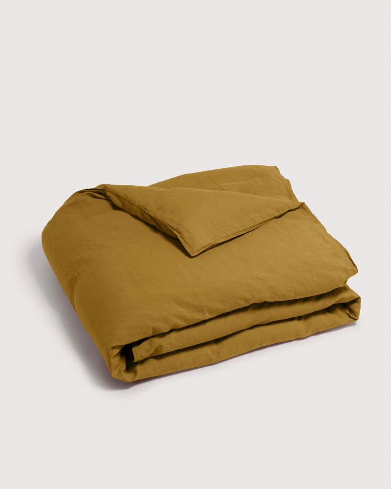 Duvet Cover Linen Khaki Gold