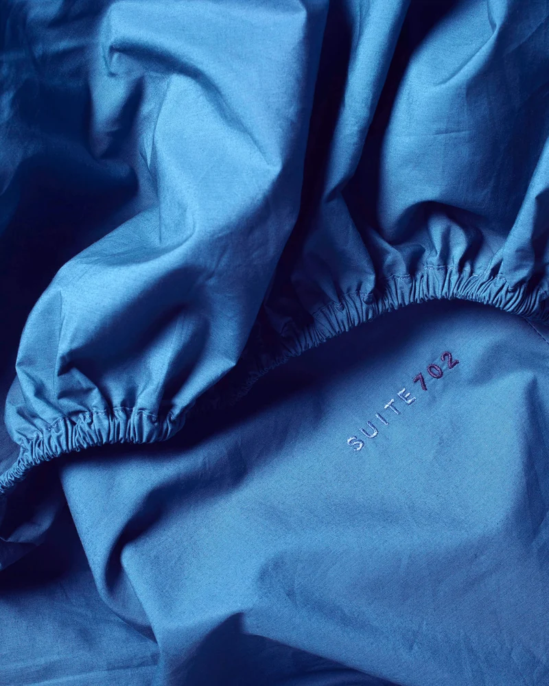 Fitted Sheet Cotton Cobalt Blue