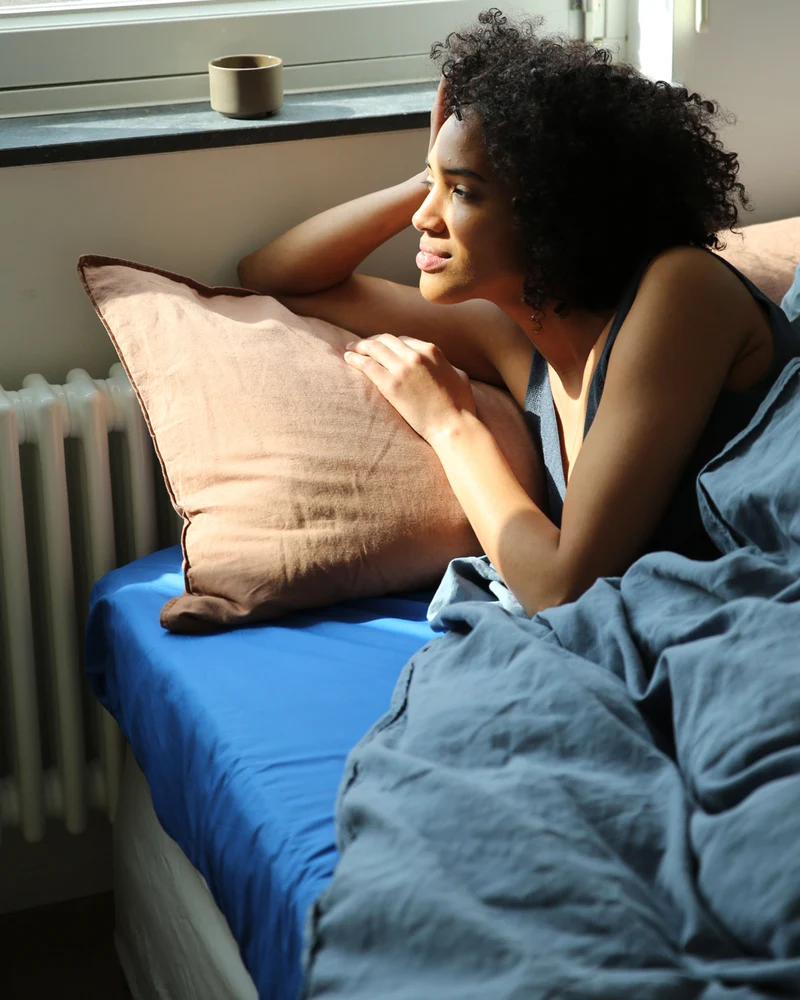 Fitted Sheet Cotton Cobalt Blue