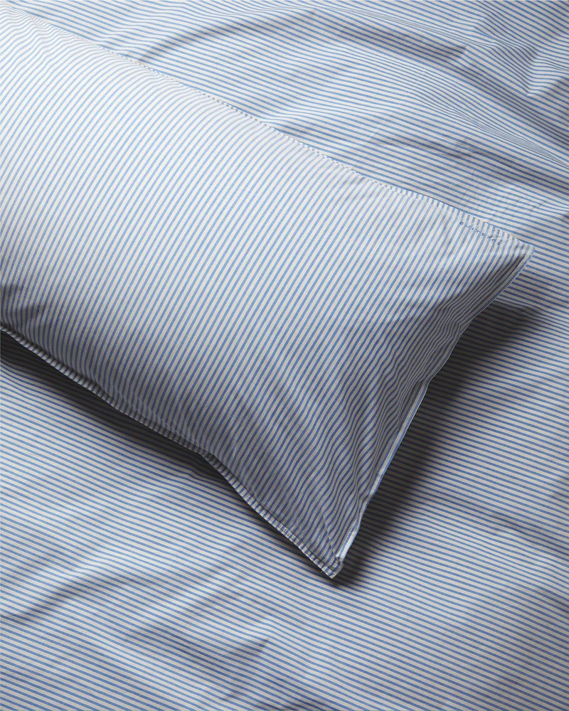 bedMATE Pillowcase Cotton Stripe Blue Ecru