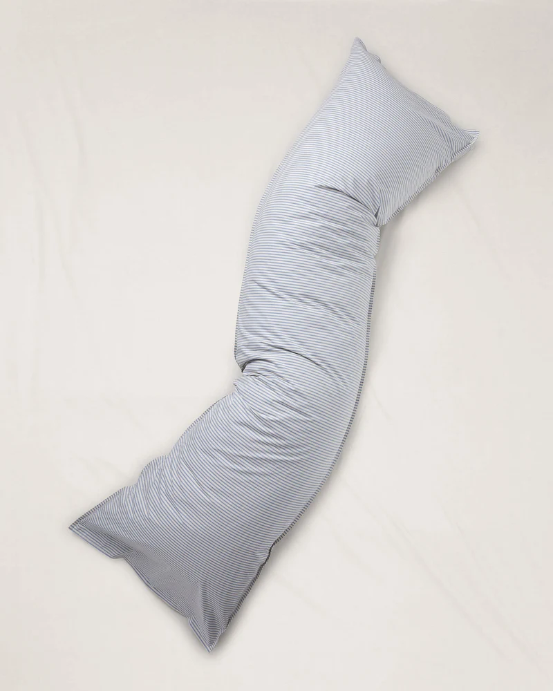 bedMATE Pillowcase Cotton Stripe Blue Ecru