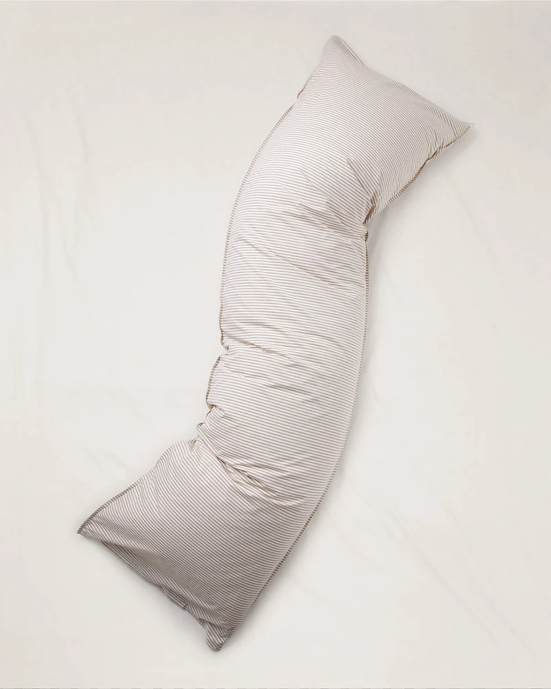 bedMATE Pillowcase Cotton Stripe Brown Ecru