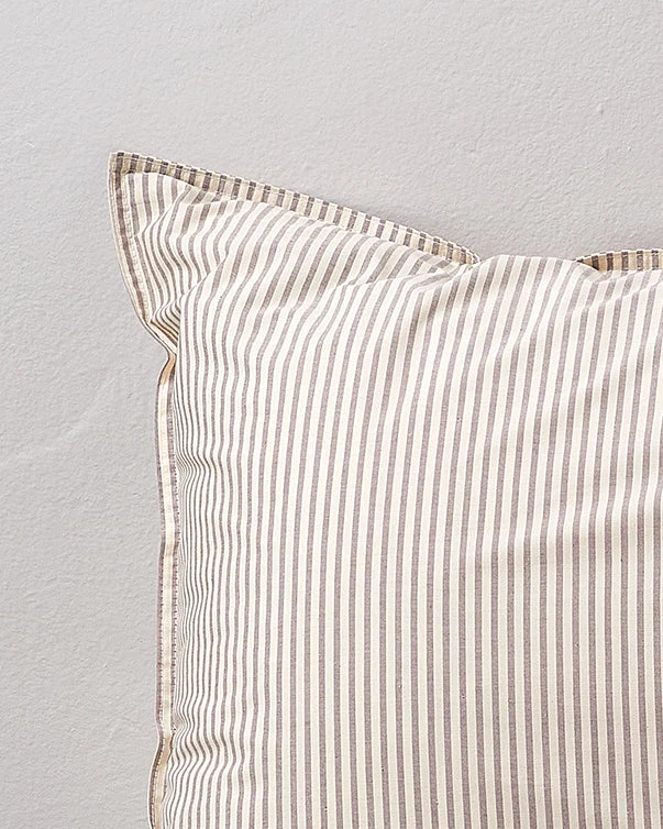 bedMATE Pillowcase Cotton Stripe Brown Ecru