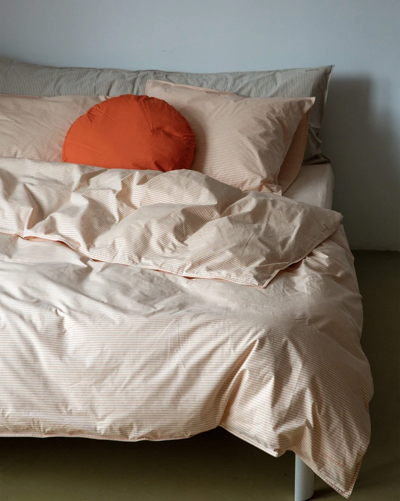 bedMATE Pillowcase Cotton Stripe Brown Ecru