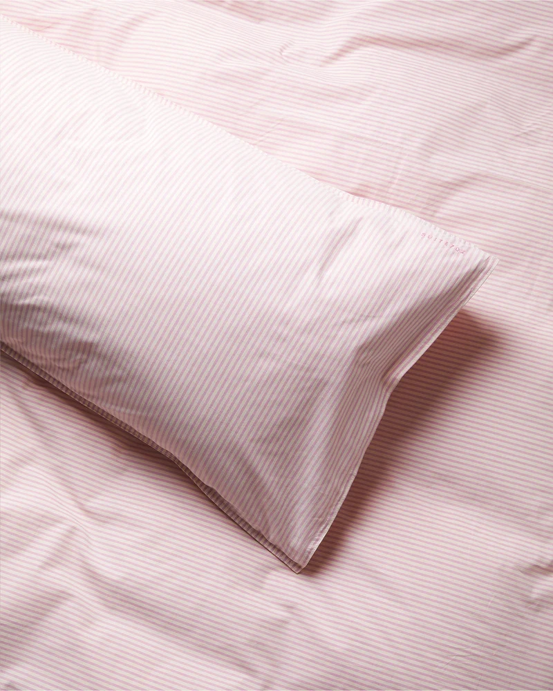 bedMATE Pillowcase Cotton Stripe Pink Ecru