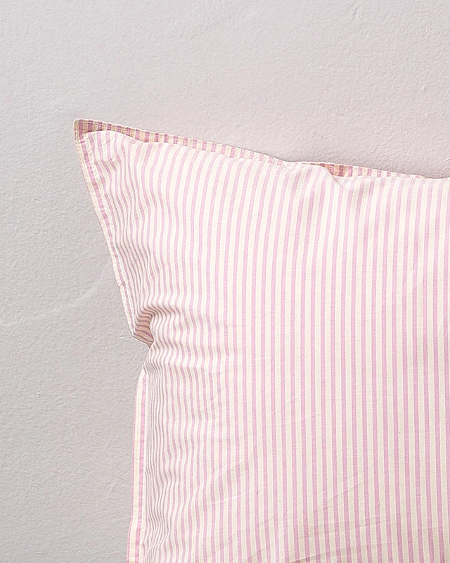 bedMATE Pillowcase Cotton Stripe Pink Ecru