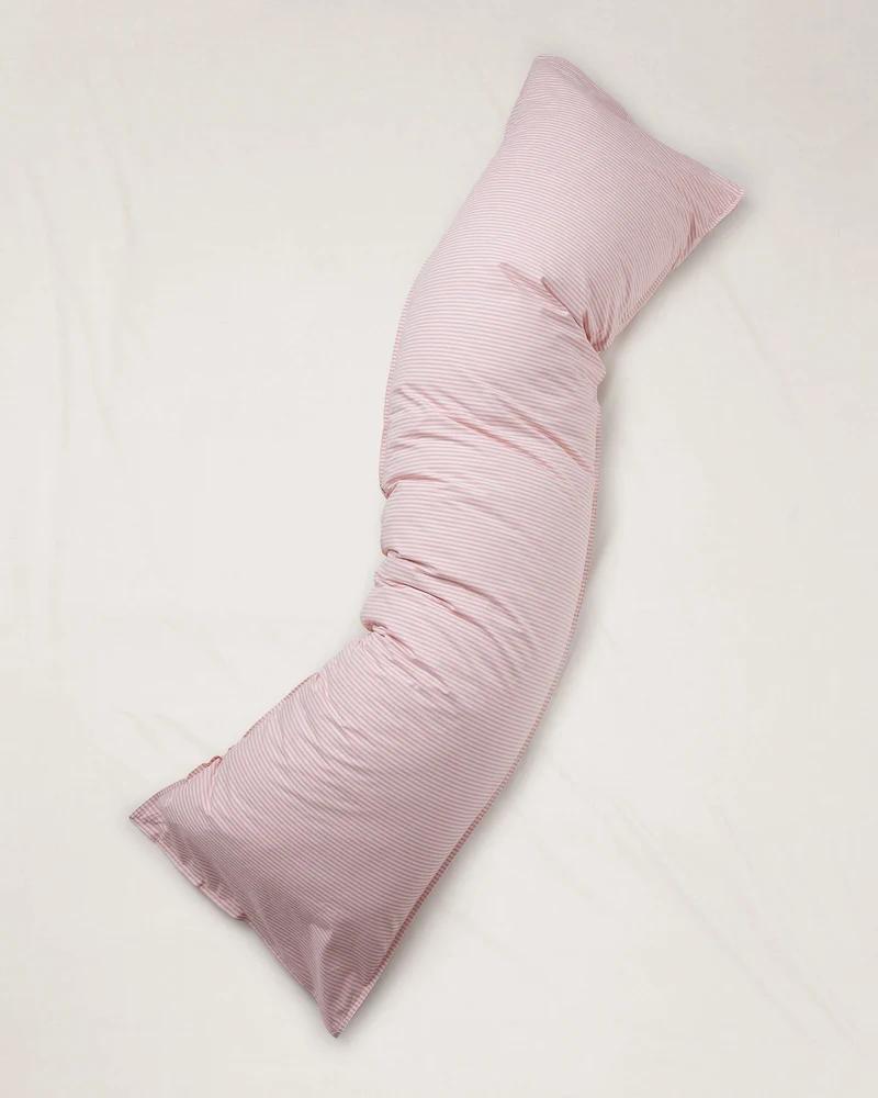 bedMATE Pillowcase Cotton Stripe Pink Ecru